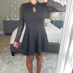 Angie Grey Sweater Skater Dress NWT